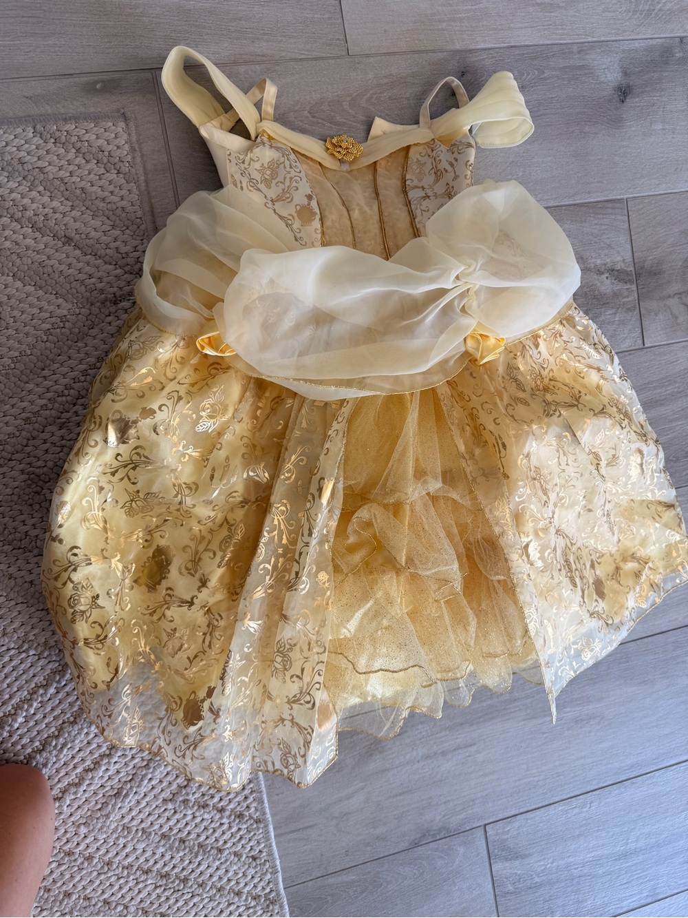 Disney Girls Gold Princess Belle Dress Costume